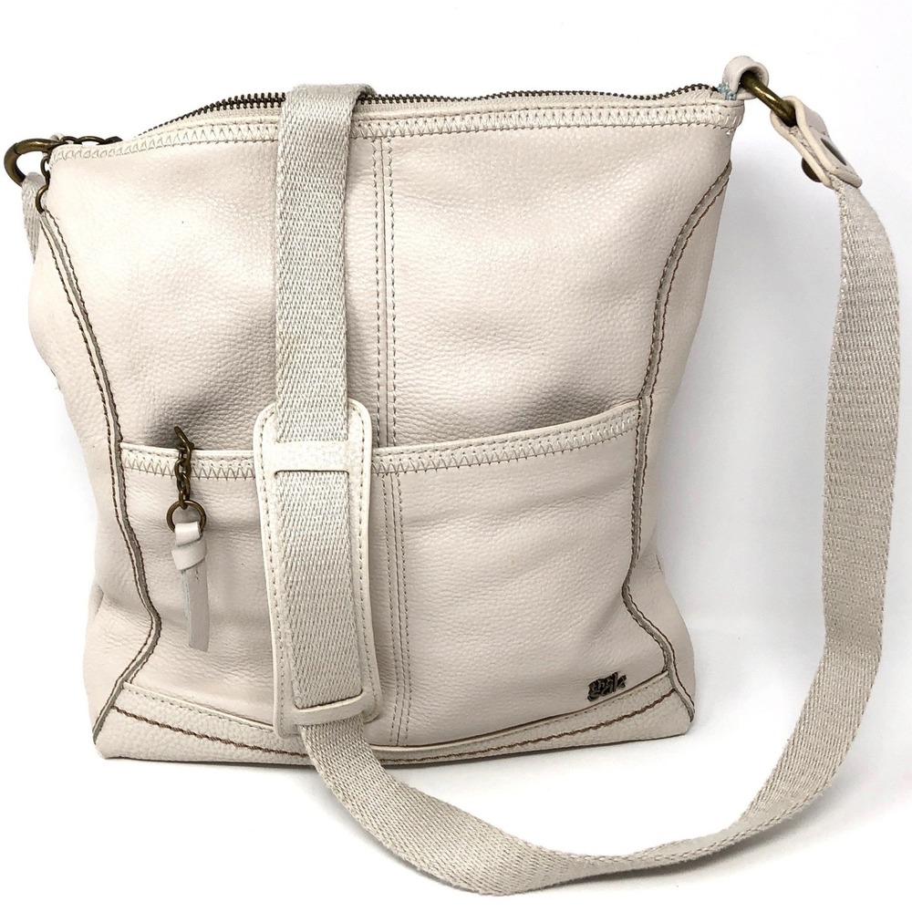 Sak Lucia Crossbody Bag Cream Pebbled Leather Shoulder Purse Medium
